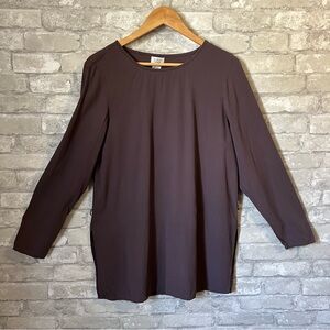 **FLAWED** Eileen Fisher 100% Silk Blouse Purple 'ish Gray Pullover Long Sleeve